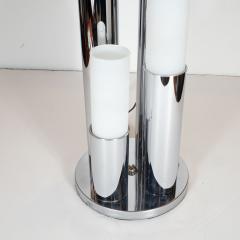 Mid Century Modern Chrome and Frosted Glass Staggered Uplight Table Lamp - 1483708