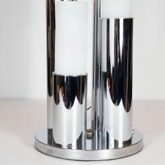 Mid Century Modern Chrome and Frosted Glass Staggered Uplight Table Lamp - 1483709
