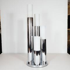 Mid Century Modern Chrome and Frosted Glass Staggered Uplight Table Lamp - 1483710