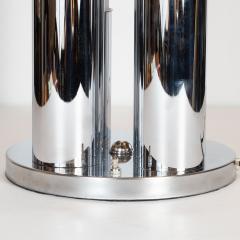 Mid Century Modern Chrome and Frosted Glass Staggered Uplight Table Lamp - 1483711
