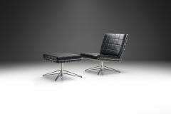Mid Century Modern Chrome and Leather Lounge Chair with Footstool Europe 1960s - 3532336