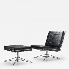 Mid Century Modern Chrome and Leather Lounge Chair with Footstool Europe 1960s - 3535205