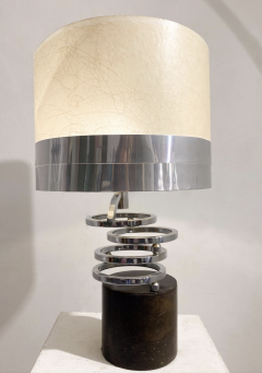 Mid Century Modern Chrome and Leather Table Lamp - 3594787