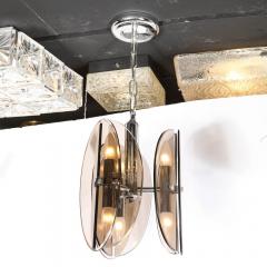 Mid Century Modern Chrome and Murano Amber Glass Ovoid Pendant - 2704536