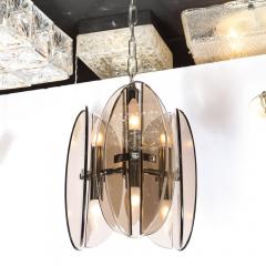 Mid Century Modern Chrome and Murano Amber Glass Ovoid Pendant - 2704556
