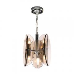 Mid Century Modern Chrome and Murano Amber Glass Ovoid Pendant - 2704574