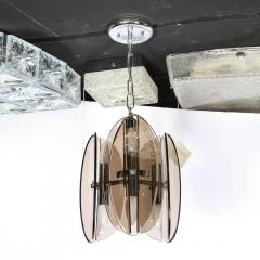 Mid Century Modern Chrome and Murano Amber Glass Ovoid Pendant - 2704579