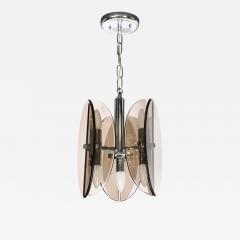 Mid Century Modern Chrome and Murano Amber Glass Ovoid Pendant - 2709555