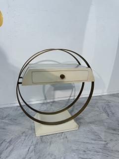 Mid Century Modern Circular Side Table with Drawer - 4300914