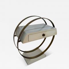 Mid Century Modern Circular Side Table with Drawer - 4305886