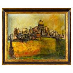 Mid Century Modern Cityscape Oil Painting On Canvas - 2354892