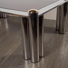 Mid Century Modern Cocktail Table in Chrome and Brass with Smoked Glass - 1507787