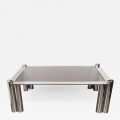 Mid Century Modern Cocktail Table in Chrome and Brass with Smoked Glass - 1509298