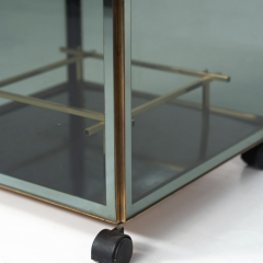 Mid Century Modern Coffee Table Bar Metal and Glass 1970s - 4246237