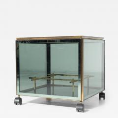 Mid Century Modern Coffee Table Bar Metal and Glass 1970s - 4247214