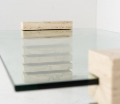 Mid Century Modern Coffee Table Glass and Travertine Italy 1970S - 3654800