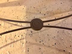 Mid Century Modern Coffee Table Inset Travertine Marble Top and Brass Stretcher - 3000988