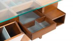 Mid Century Modern Coffee Table with Compartments Wood and Glass Italy - 4627176