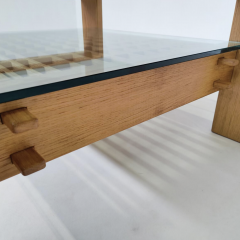 Mid Century Modern Coffee table by Rivadossi wood and glass Italy 1950s  - 4238702