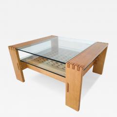 Mid Century Modern Coffee table by Rivadossi wood and glass Italy 1950s  - 4242037