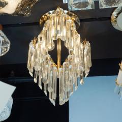 Mid Century Modern Crystal Brass Chandelier - 1459960