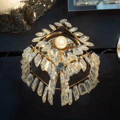 Mid Century Modern Crystal Brass Chandelier - 1459963