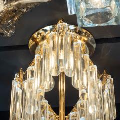 Mid Century Modern Crystal Brass Chandelier - 1459964