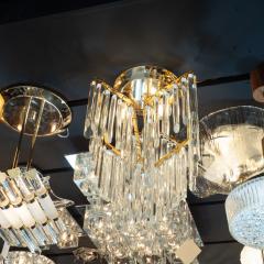 Mid Century Modern Crystal Brass Chandelier - 1459965