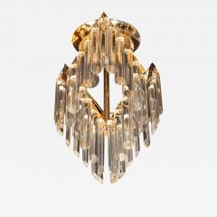 Mid Century Modern Crystal Brass Chandelier - 1462874