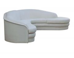 Mid Century Modern Curved Serpentine Sectional Sofa in White - 1761537