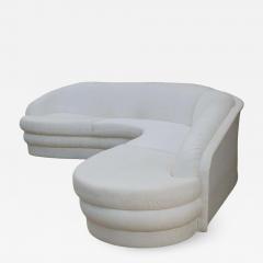 Mid Century Modern Curved Serpentine Sectional Sofa in White - 1761993