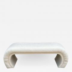Mid Century Modern Curved Waterfall Upholstered Bench in White - 2064750