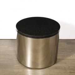Mid Century Modern Cylindrical Drum Form Chrome and Granite Occasional Table - 3861476