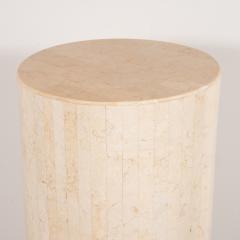 Mid Century Modern Cylindrical Tessellated Limestone Pedestal - 1560299