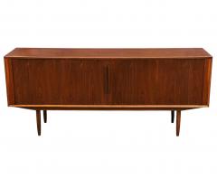 Mid Century Modern Danish Long Teak Credenza with Tambour Doors - 4323324