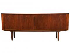 Mid Century Modern Danish Long Teak Credenza with Tambour Doors - 4323325