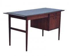 Mid Century Modern Danish Style Walnut Desk with Faux Slate Top - 4003395