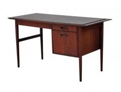 Mid Century Modern Danish Style Walnut Desk with Faux Slate Top - 4003397