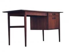 Mid Century Modern Danish Style Walnut Desk with Faux Slate Top - 4003398