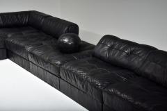 Mid Century Modern De Sede Modular and Sectional Patchwork Sofa in Black Leather - 2038953