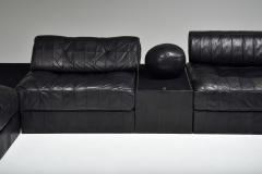 Mid Century Modern De Sede Modular and Sectional Patchwork Sofa in Black Leather - 2038955