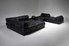 Mid Century Modern De Sede Modular and Sectional Patchwork Sofa in Black Leather - 2038957