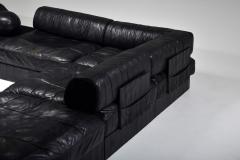 Mid Century Modern De Sede Modular and Sectional Patchwork Sofa in Black Leather - 2038959