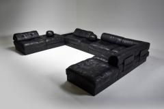 Mid Century Modern De Sede Modular and Sectional Patchwork Sofa in Black Leather - 2038960