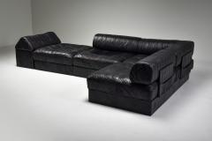 Mid Century Modern De Sede Modular and Sectional Patchwork Sofa in Black Leather - 2038961