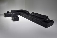 Mid Century Modern De Sede Modular and Sectional Patchwork Sofa in Black Leather - 2038968