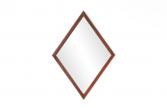 Mid Century Modern Diamond Shape Rosewood Mirror - 2609482
