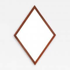 Mid Century Modern Diamond Shape Rosewood Mirror - 2613418