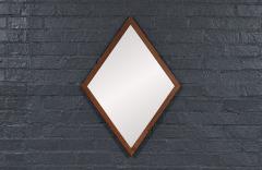 Mid Century Modern Diamond Shape Walnut Wood Mirror - 4710853