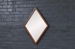 Mid Century Modern Diamond Shape Walnut Wood Mirror - 4710854